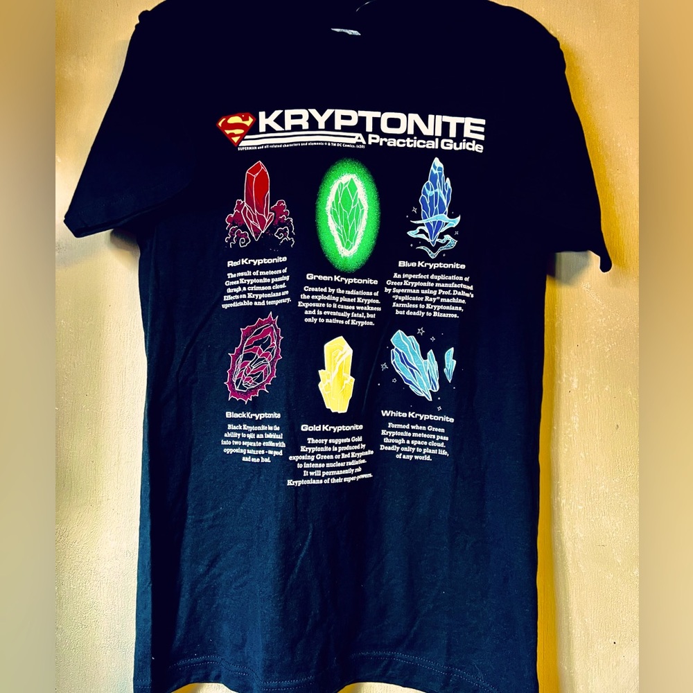 DC Comics Superman Kryptonite Practical Guide Med Short Sleeve Shirt BNWT